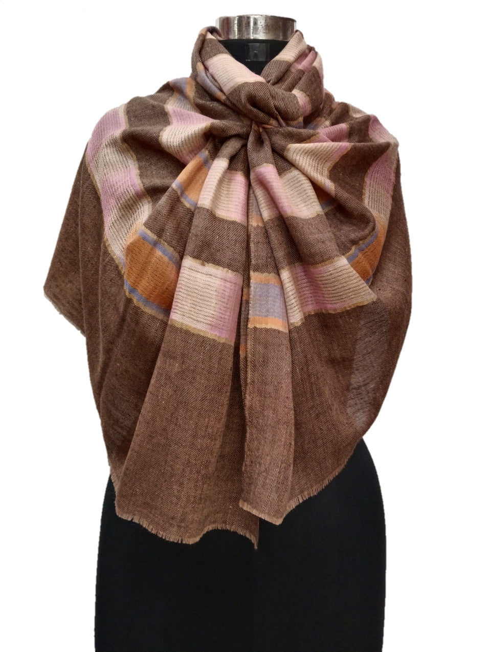 Pure Pashmina Handmade Ikkat Zari Reversible Stole.