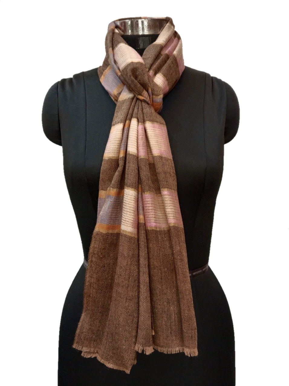 Pure Pashmina Handmade Ikkat Zari Reversible Stole.