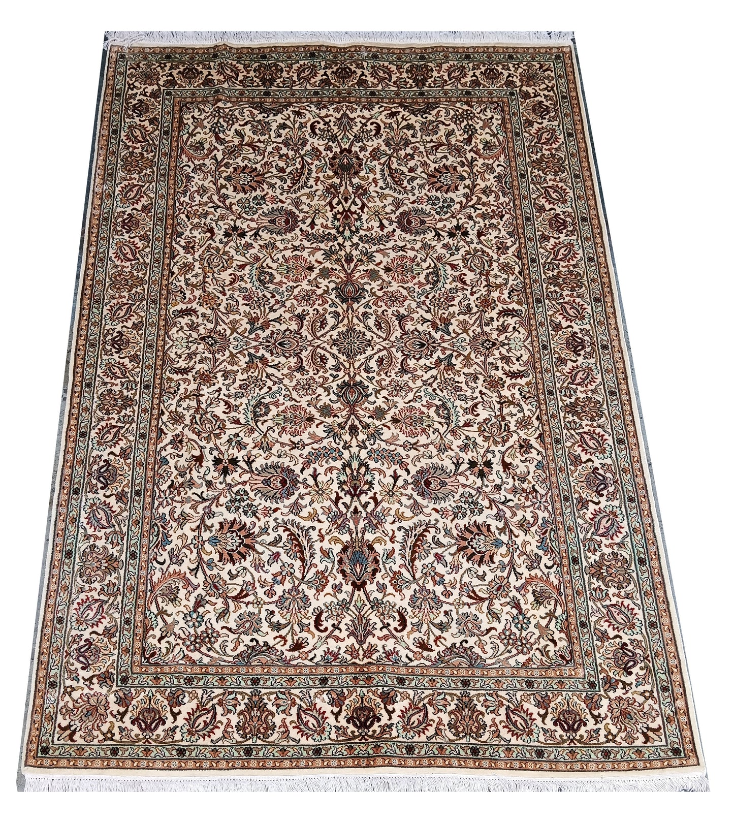 4x6 feet (120x180 cm) Kashmiri Hand Knotted Silk carpet