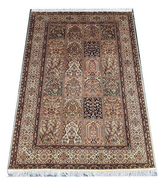 4x6 feet (120x180 cm) Kashmiri Hand Knotted Silk carpet