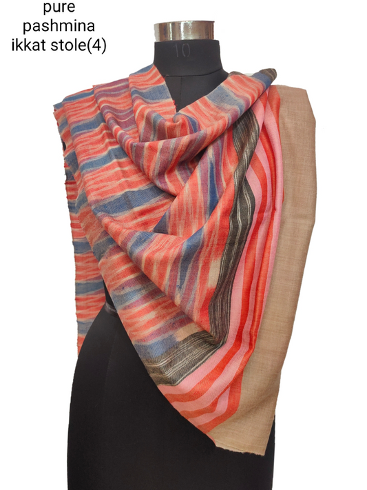 Pashmina Pure Ikkat Stripe Stole.