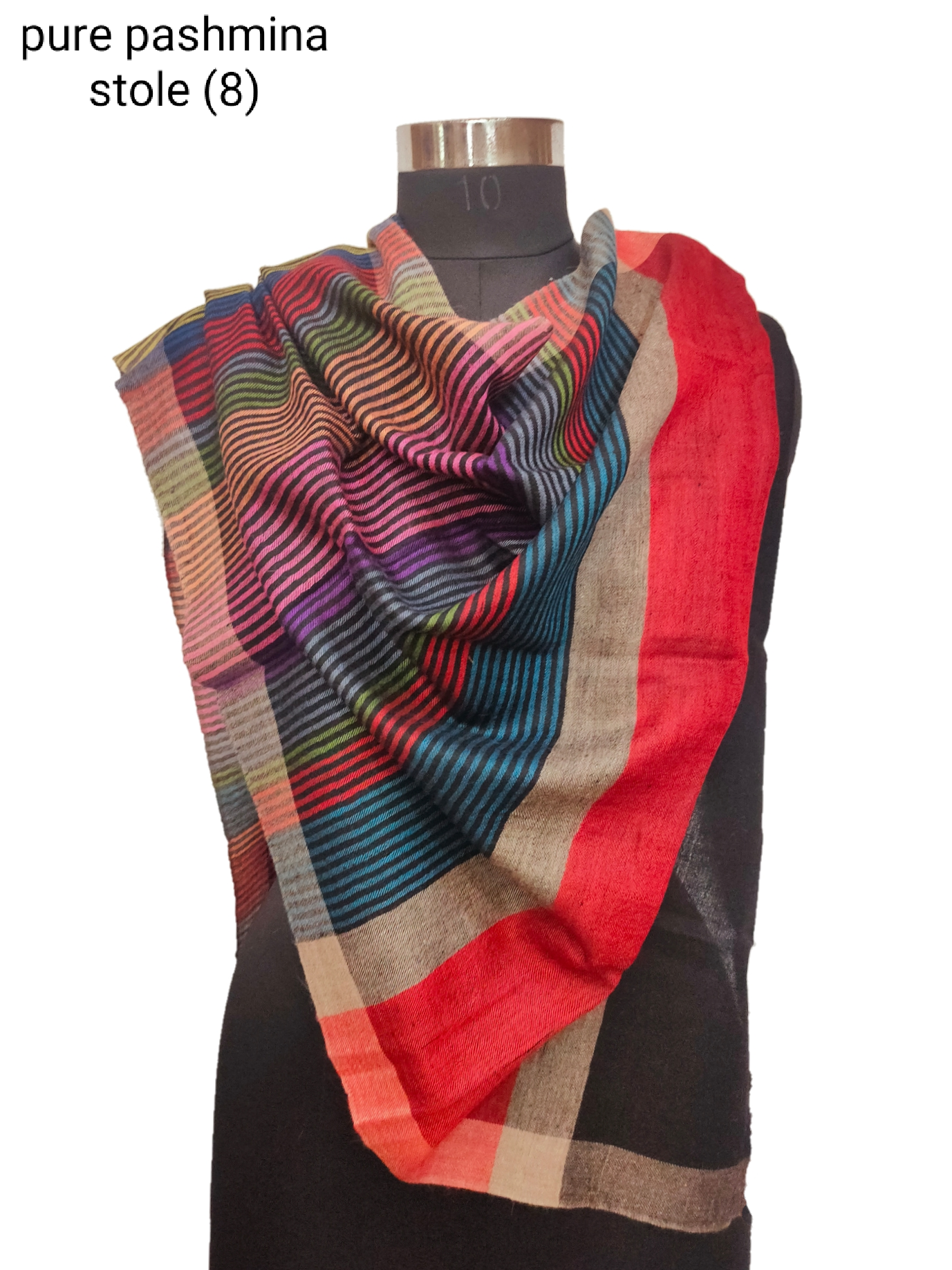 Pashmina Pure Ikkat Stripe Stole.