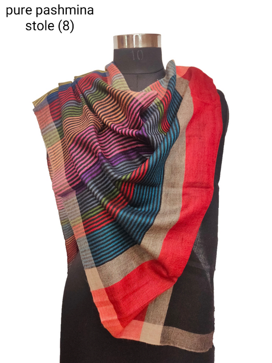 Pashmina Pure Ikkat Stripe Stole.