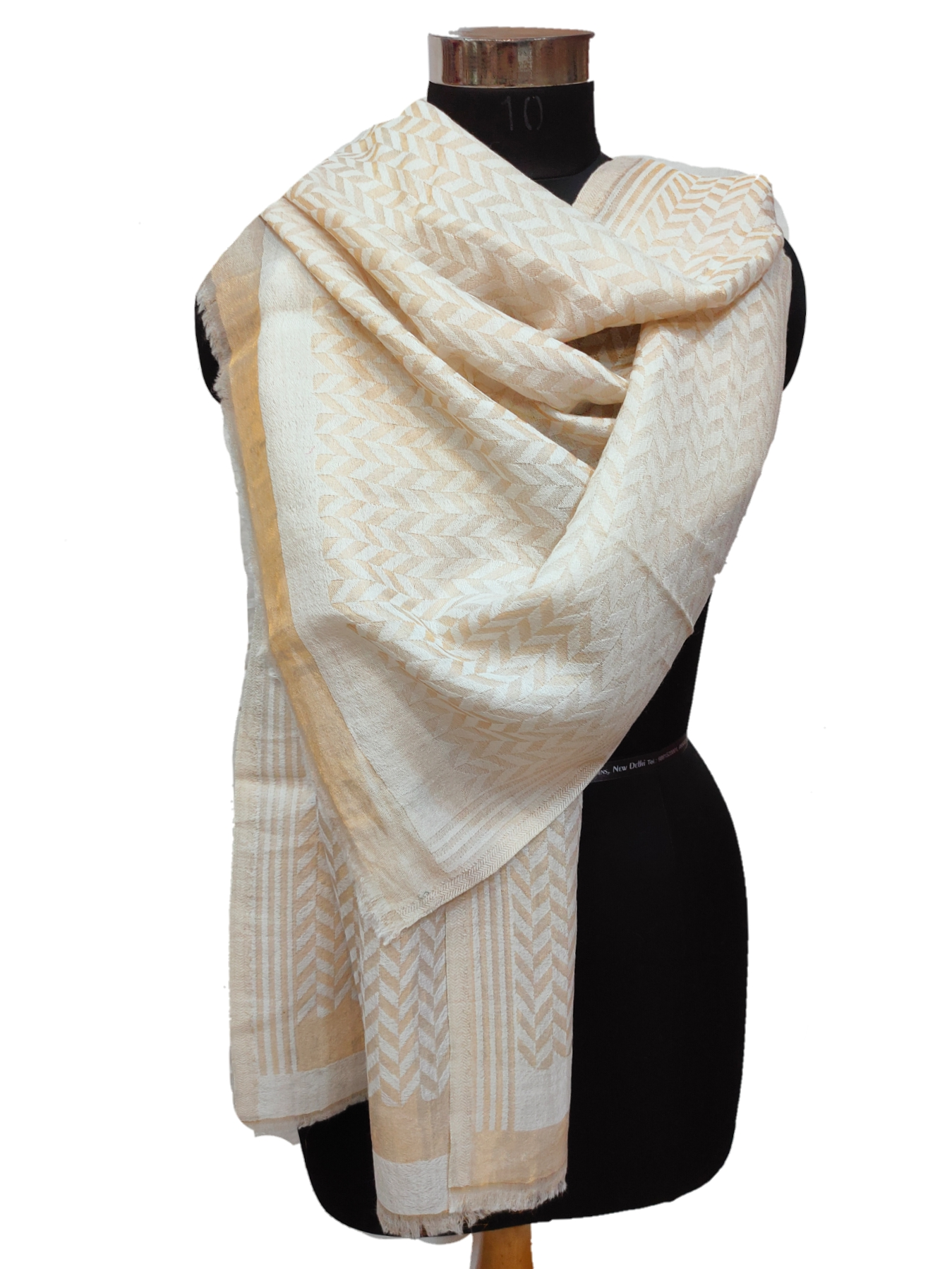 Cashmere Zari Zigzag  Stole.