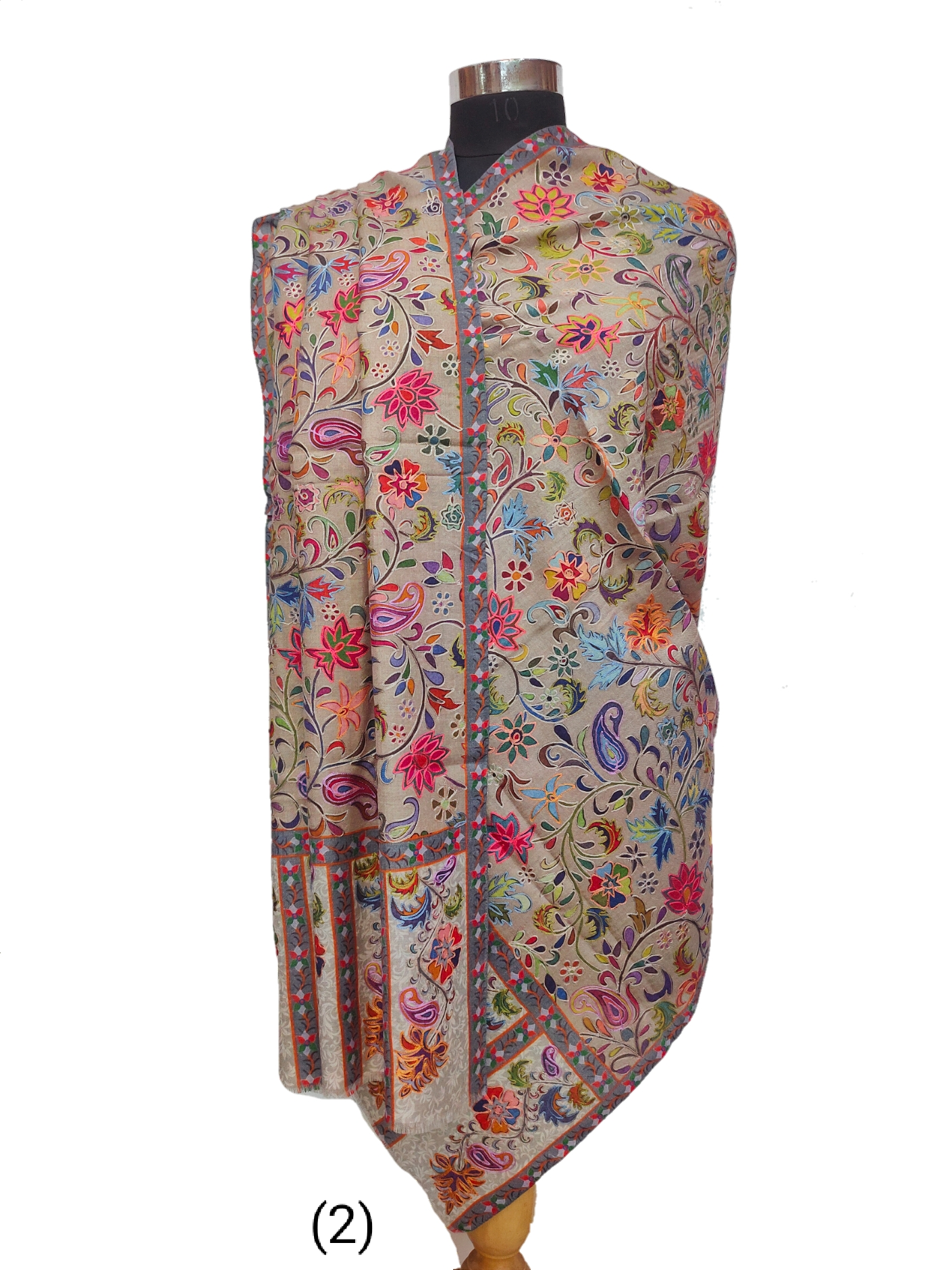Pashmina Blended Kalamkari outlined stole.