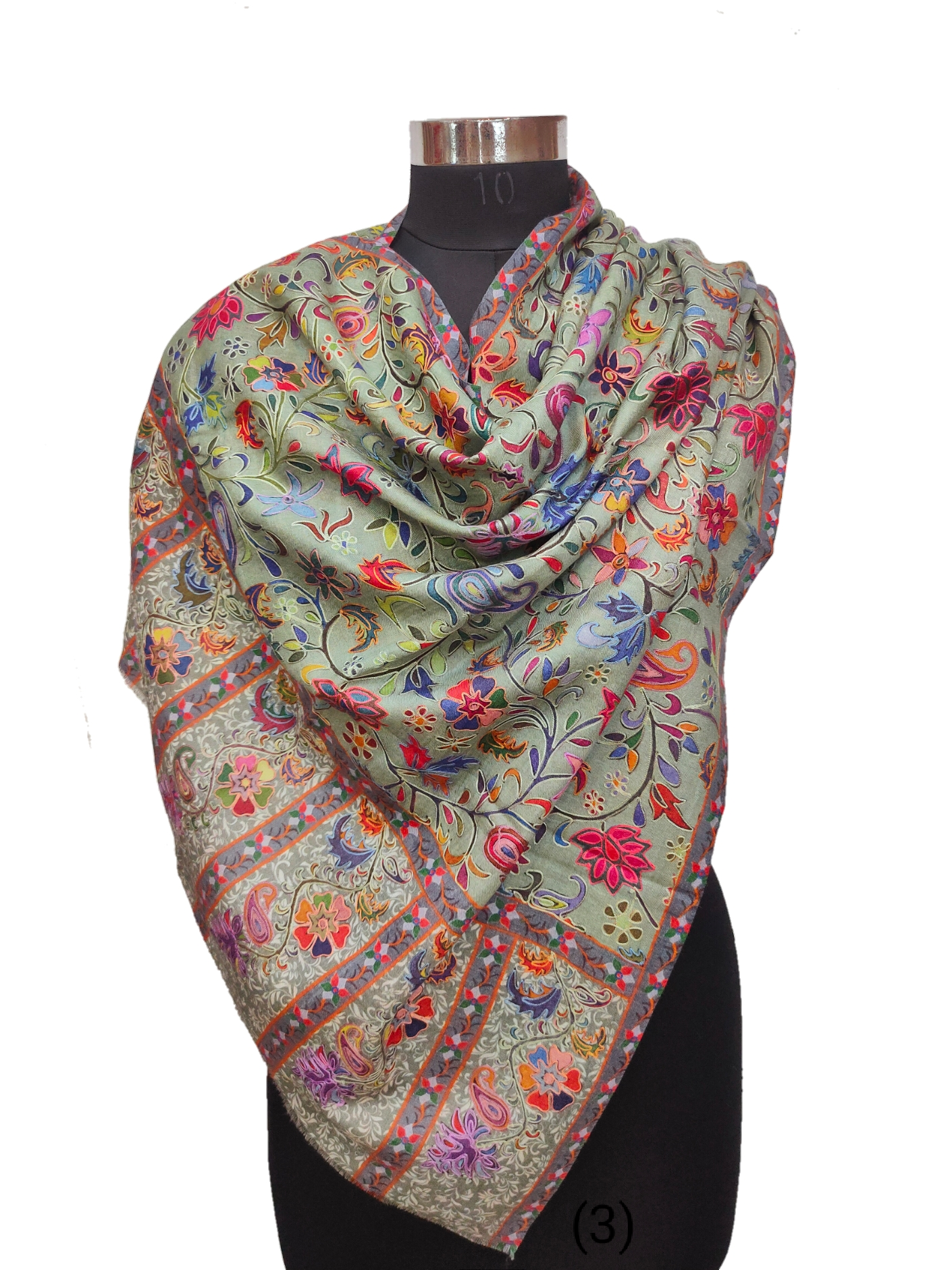 cashmere Pashmina Blended Kalamkari outlined Stole.