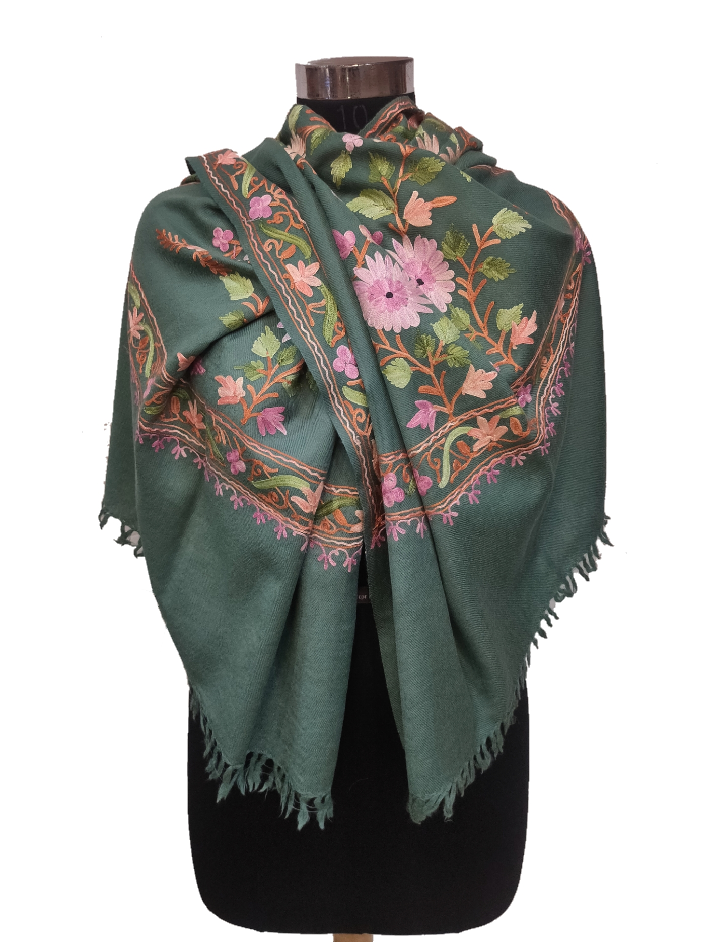 Wool Aari Embroidery Heavy Stole.