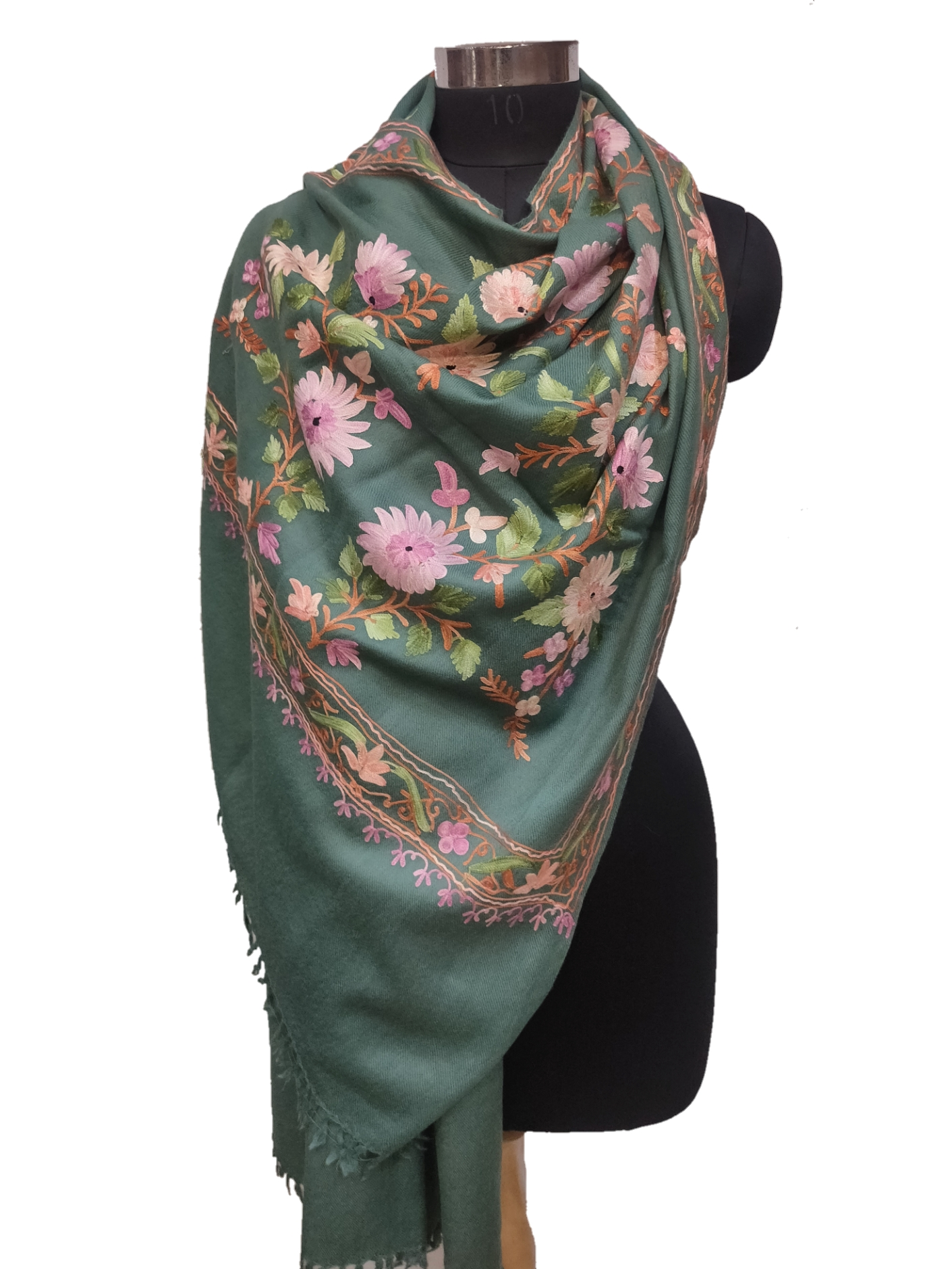 Wool Aari Embroidery Heavy Stole.