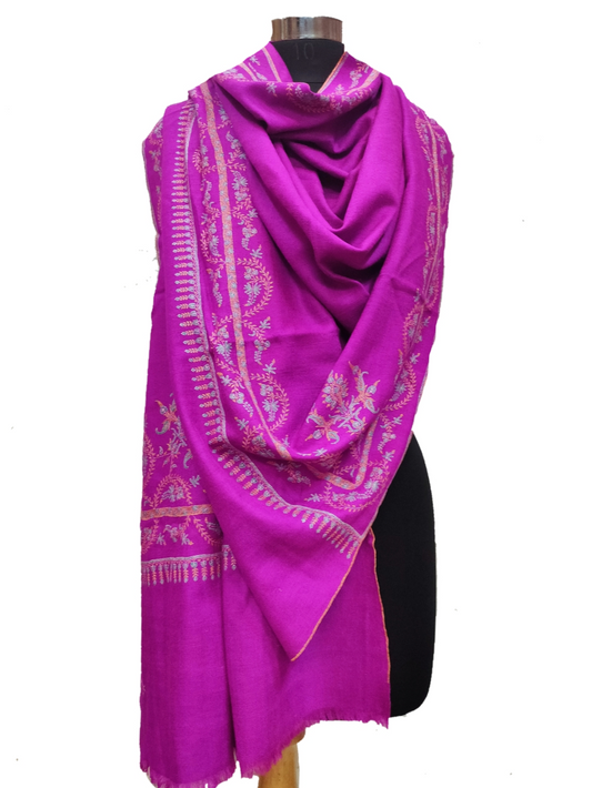 Pure Pashmina Embroidered border Shawl.