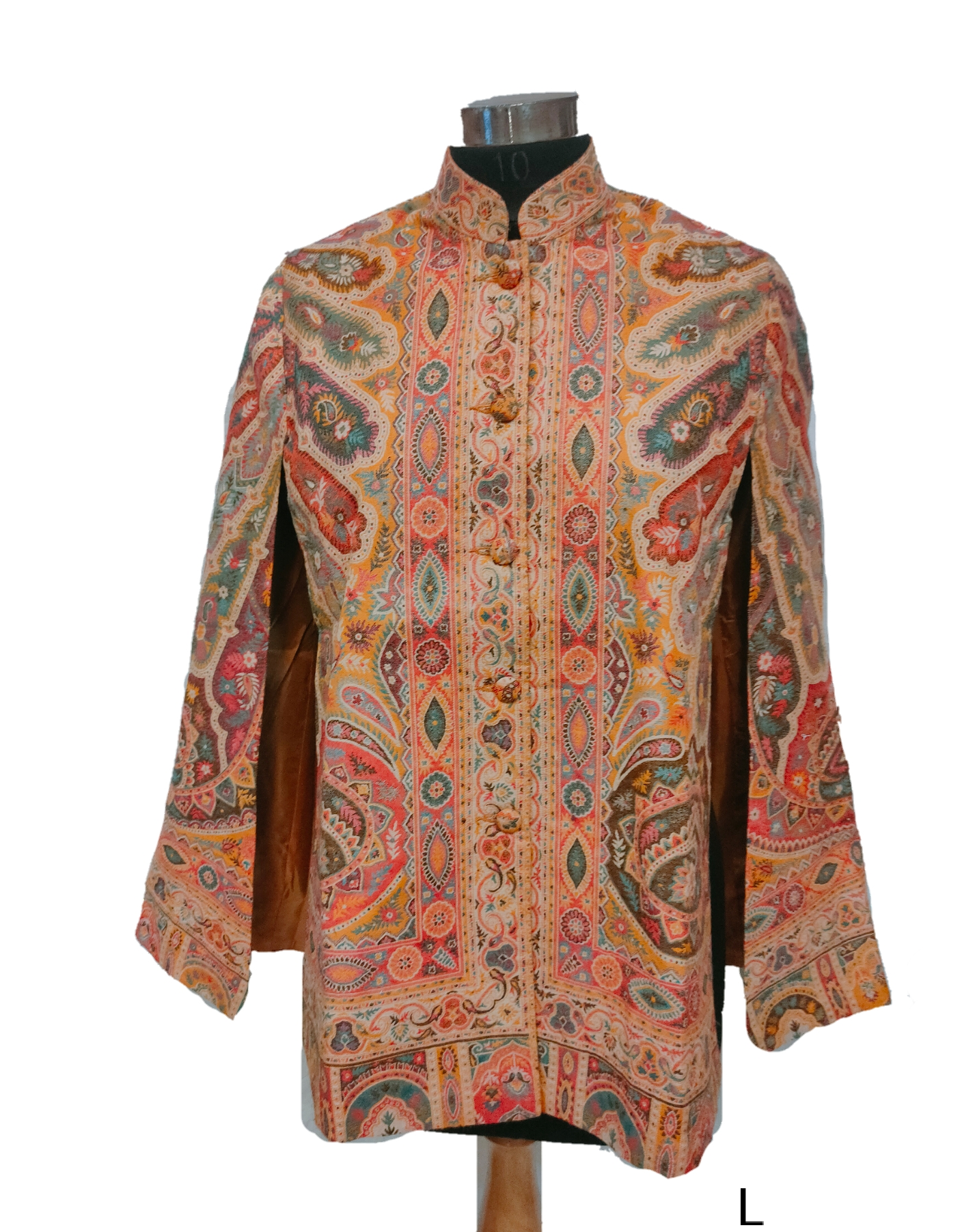 Cashmere woven Kashmir jamarwar Split Sleeves Cape.