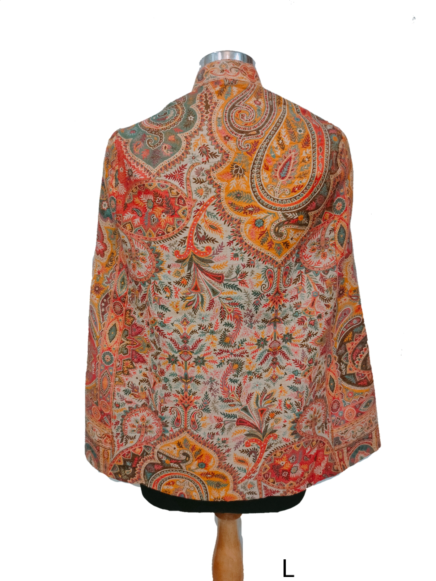 Cashmere woven Kashmir jamarwar Split Sleeves Cape.