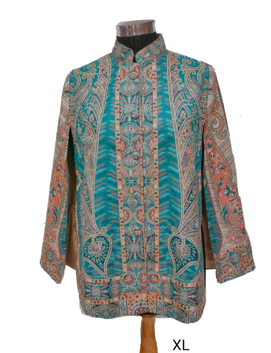 Cashmere woven Jamarwar Split Sleeves Cape.