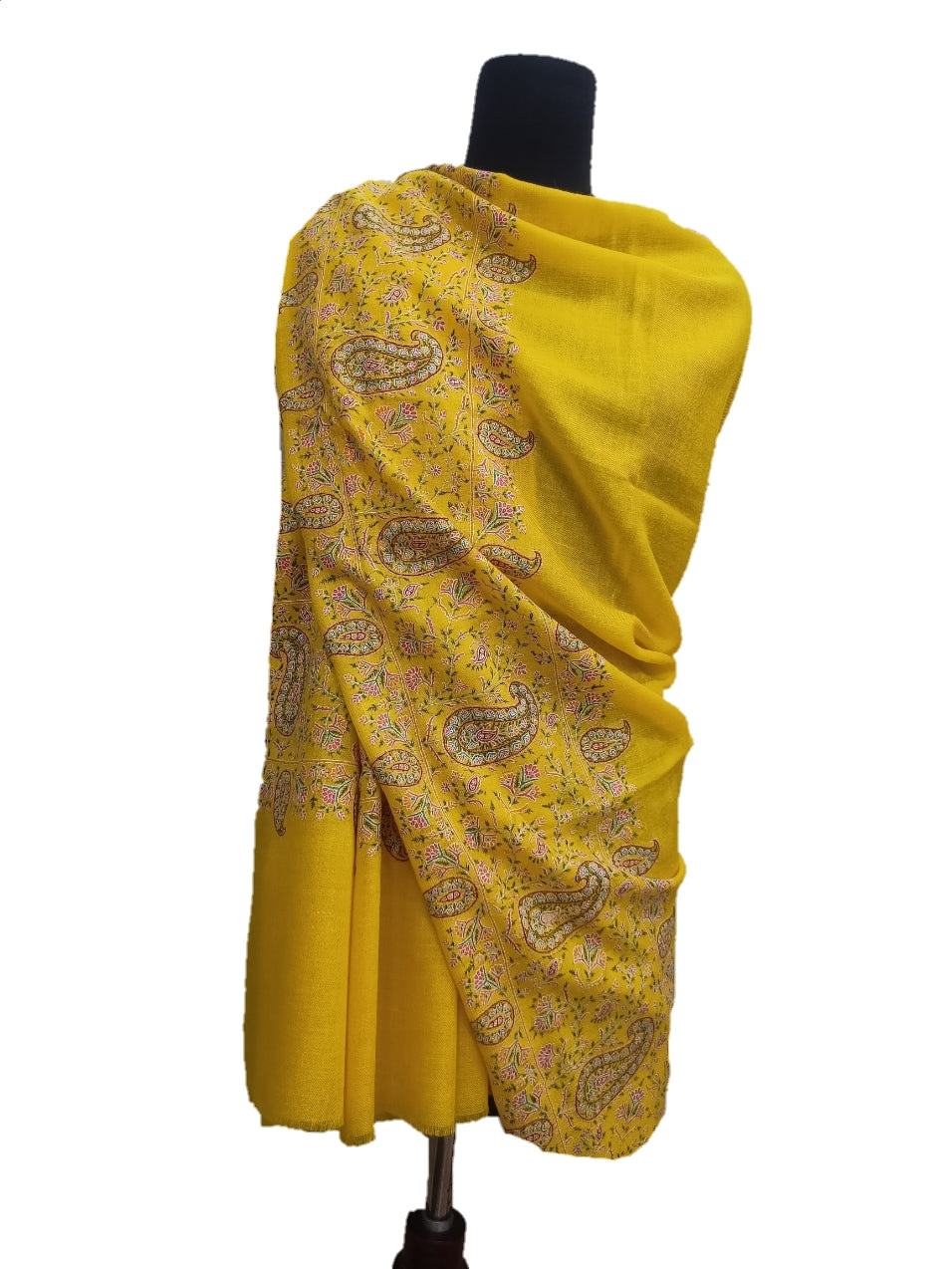 Pure Pashmina Embroidered border Shawl.