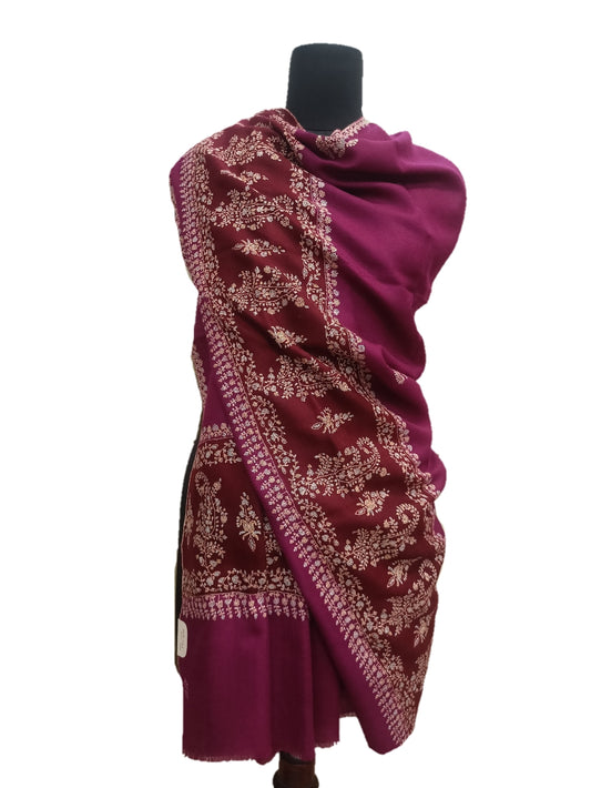 Pure Pashmina Embroidered border Shawl.