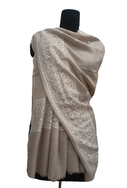 Pure Pashmina Embroidered border Shawl.