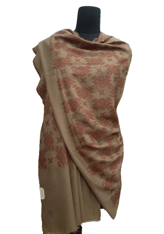 Pure Pashmina Embroidered border Shawl.
