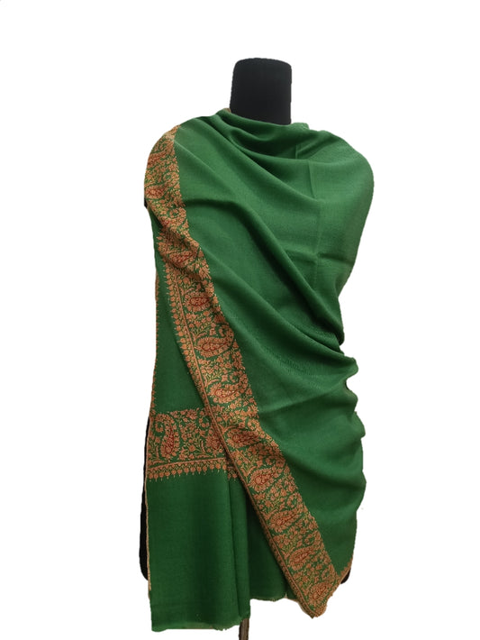 Pure Pashmina Embroidered border Shawl.
