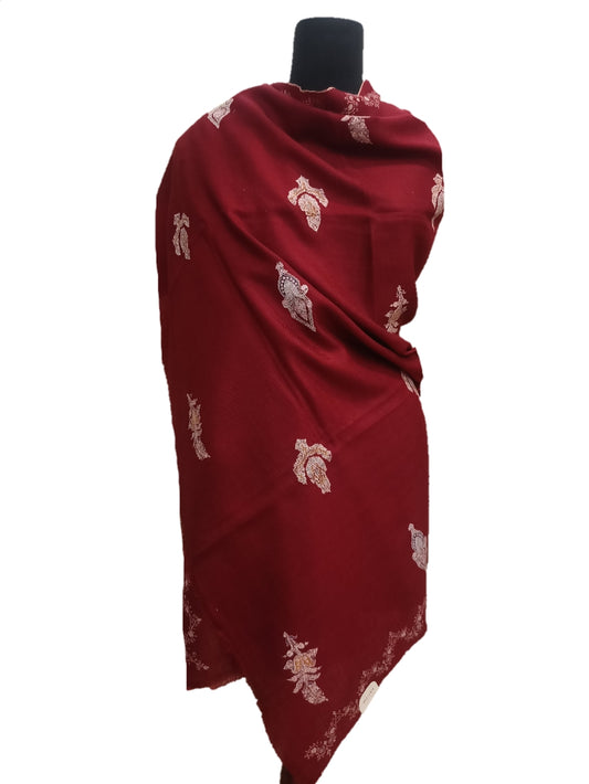 Pure Pashmina Embroidered border Shawl.