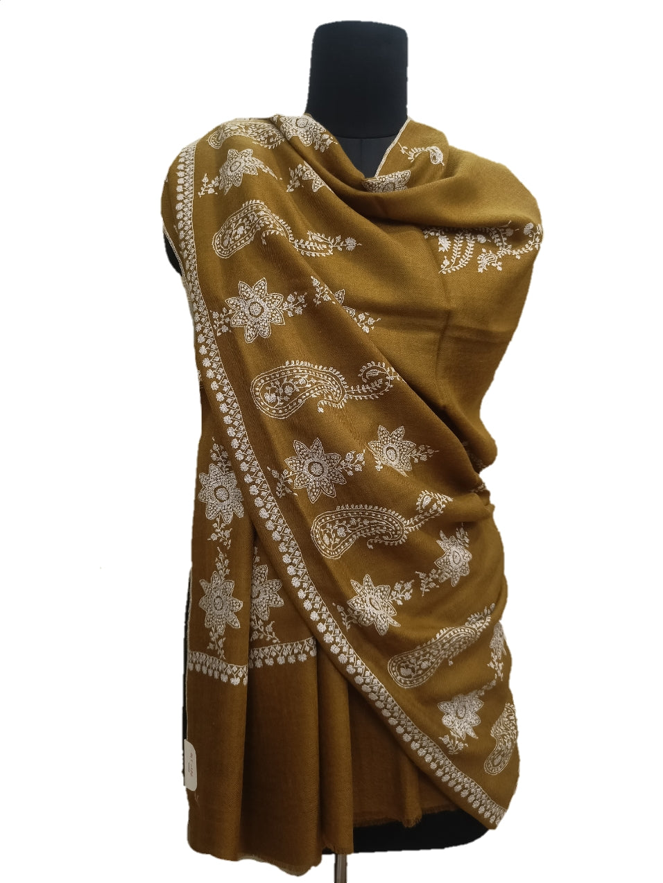 Pure Pashmina Embroidered border Shawl.