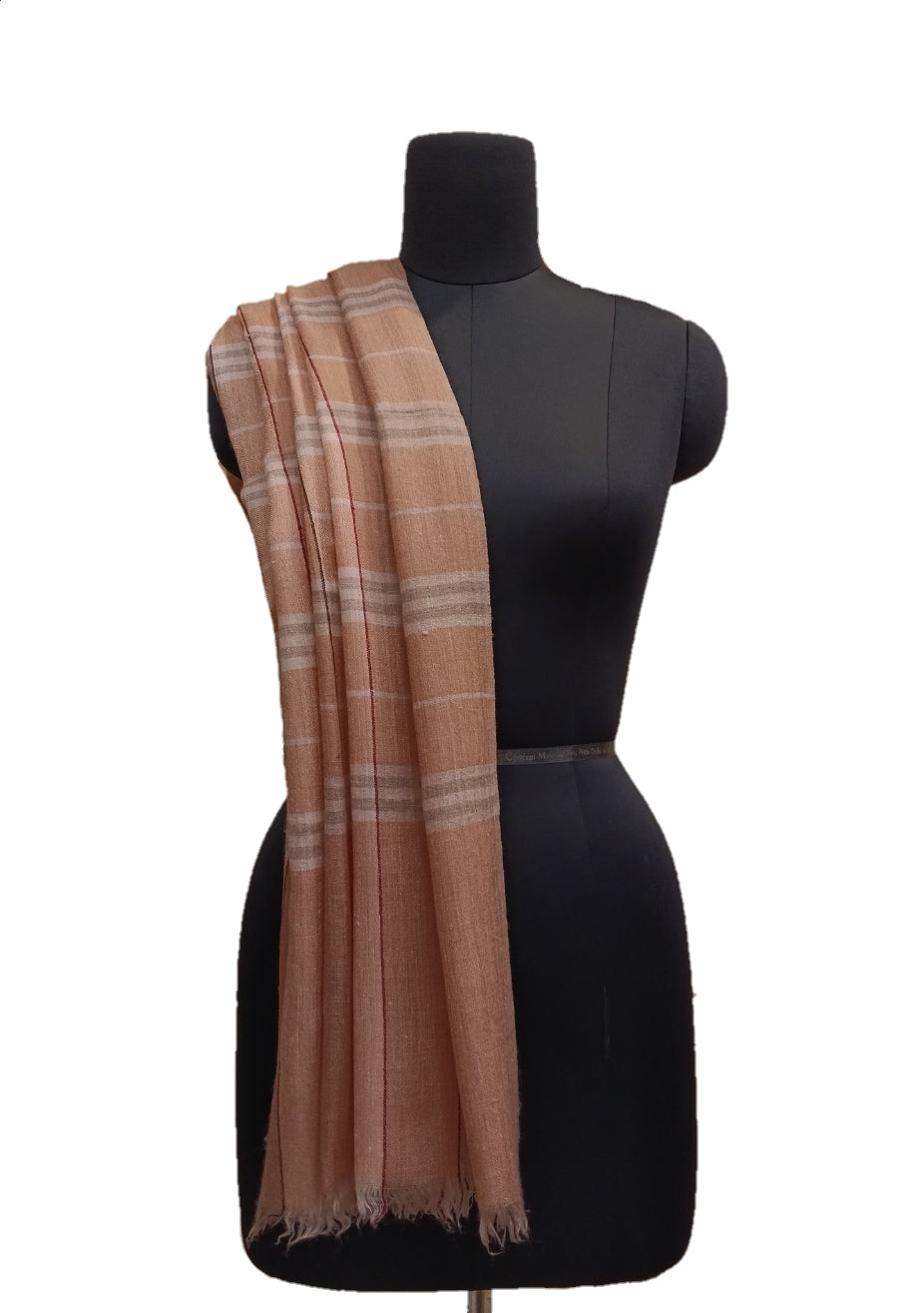 Pure Pashmina Handmade check stripe Shawl.