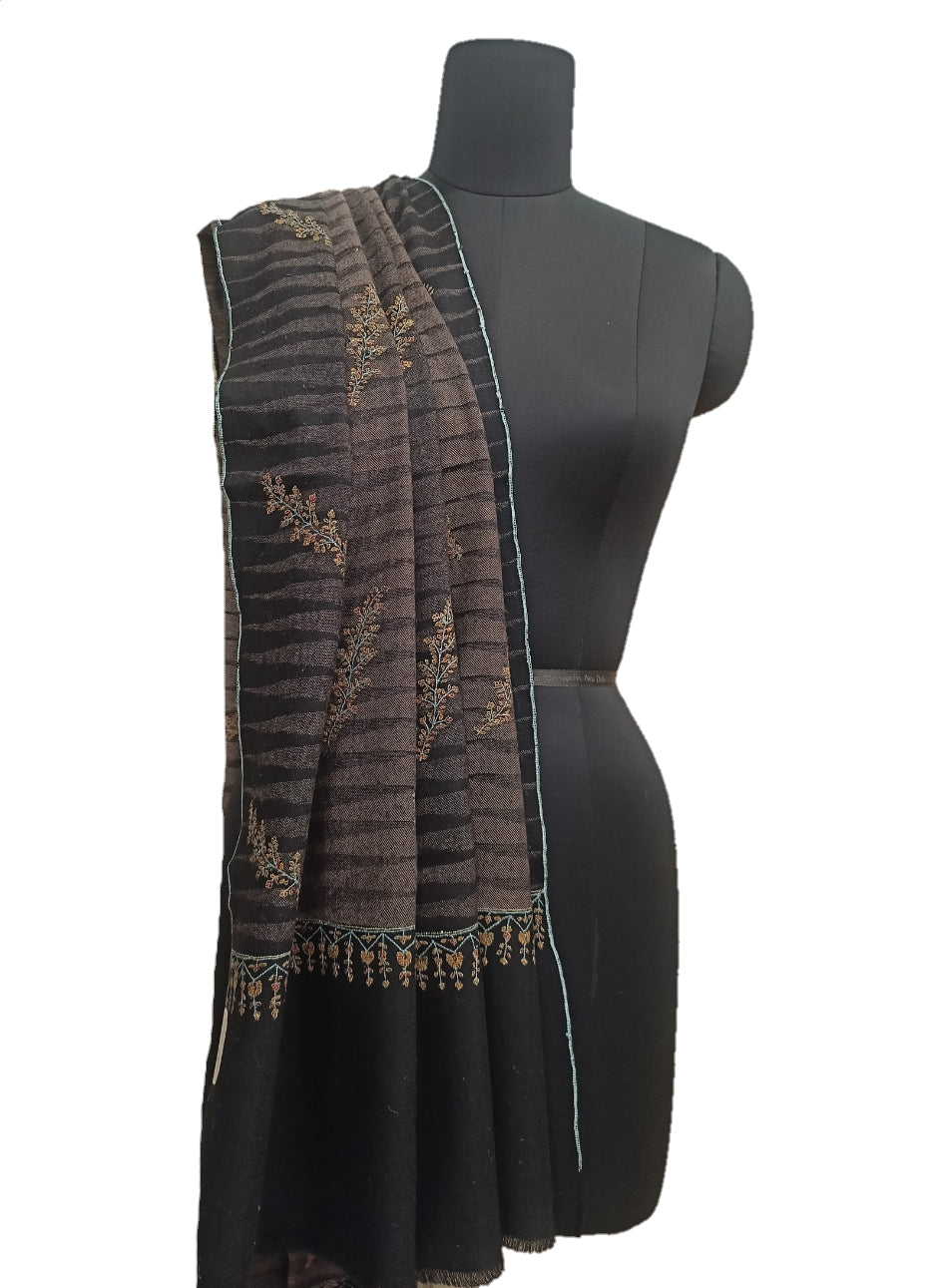 Pure Pashmina Embroidered border Shawl.