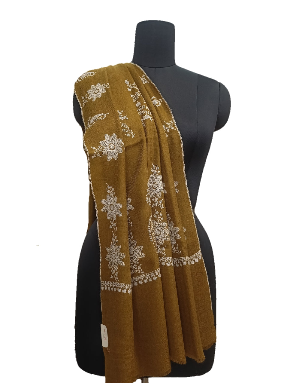 Pure Pashmina Embroidered border Shawl.