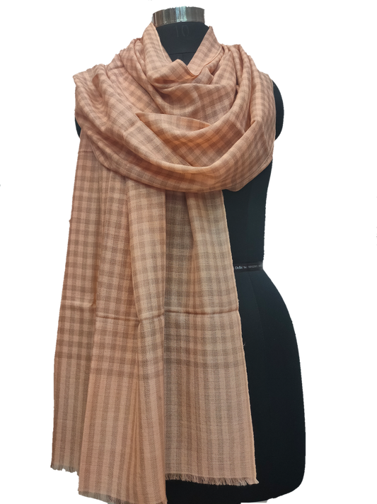 cashmere Check-Stripe Stole.