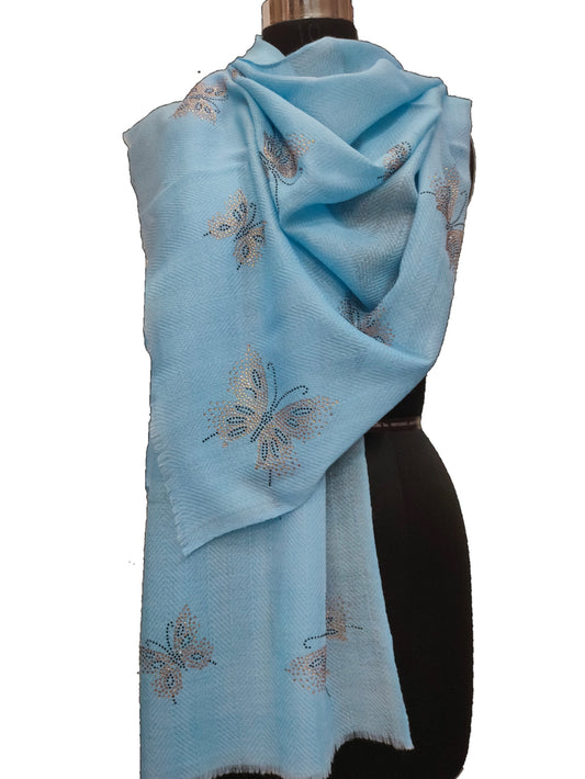 Regular Swarovski on Herringbone Fine Wool Stole.
