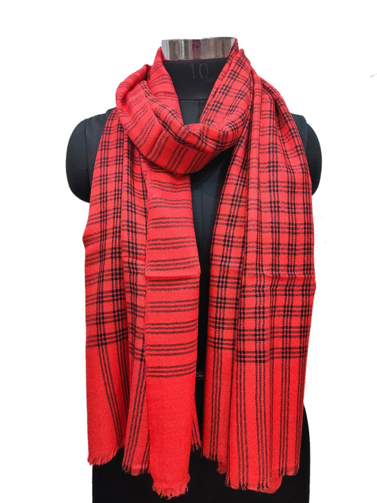 Cashmere Check-Stripe Stole.