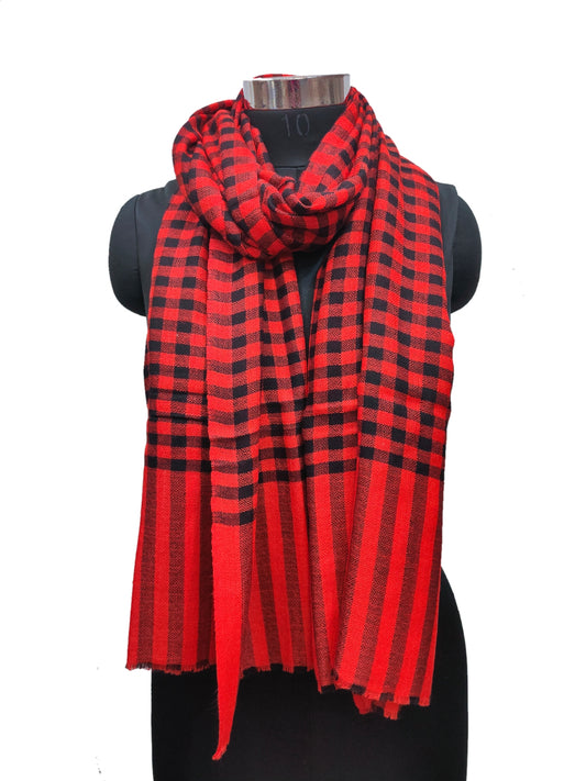 Cashmere Check-Stripe Stole.