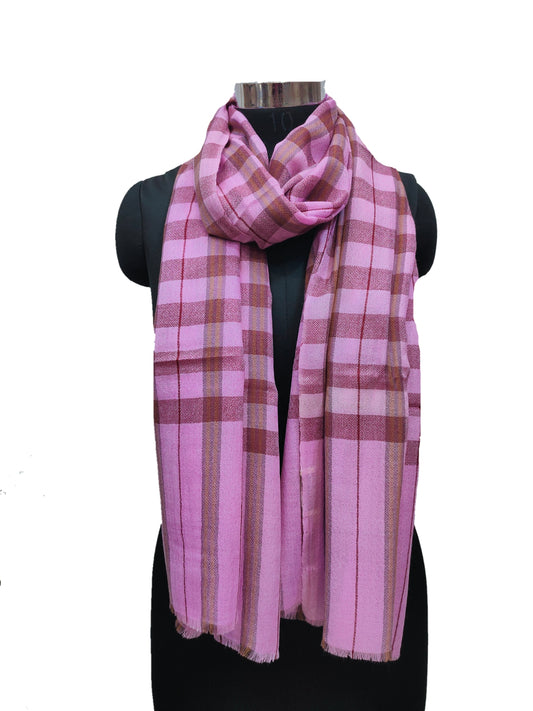 Cashmere Check-Stripe Stole.