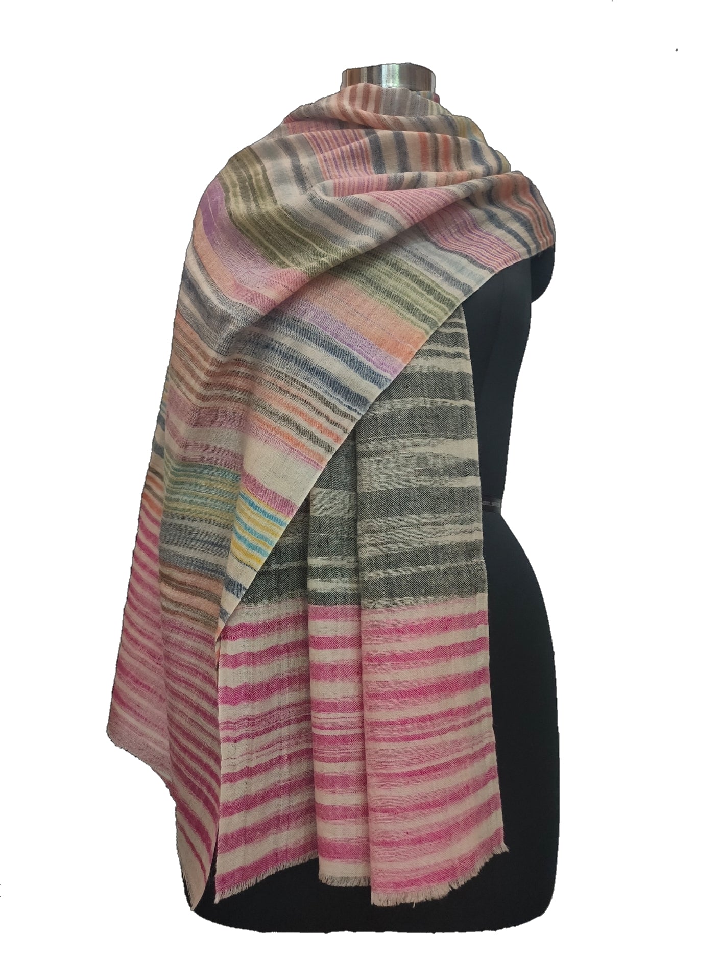 Pashmina Pure Ikkat- Stripe Stole.