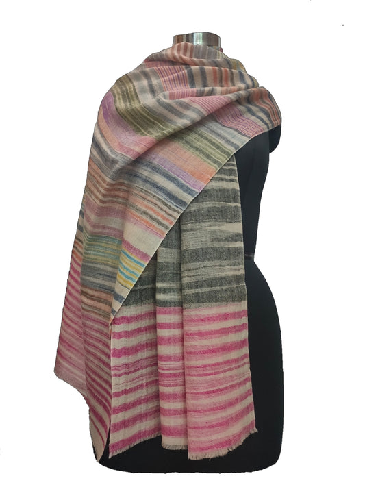 Pashmina Pure Ikkat- Stripe Stole.