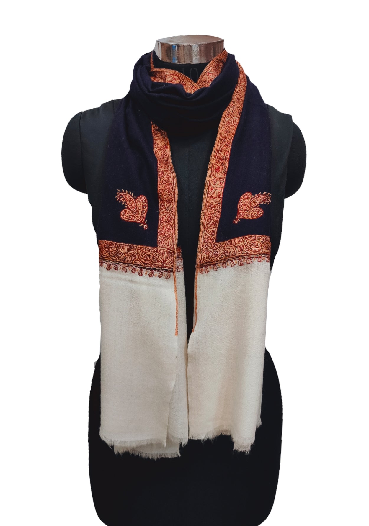 Pashmina Pure Embroidered Border Stole.