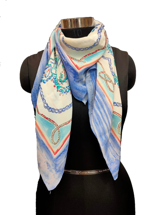 Pure Silk Square HD print Scarf.