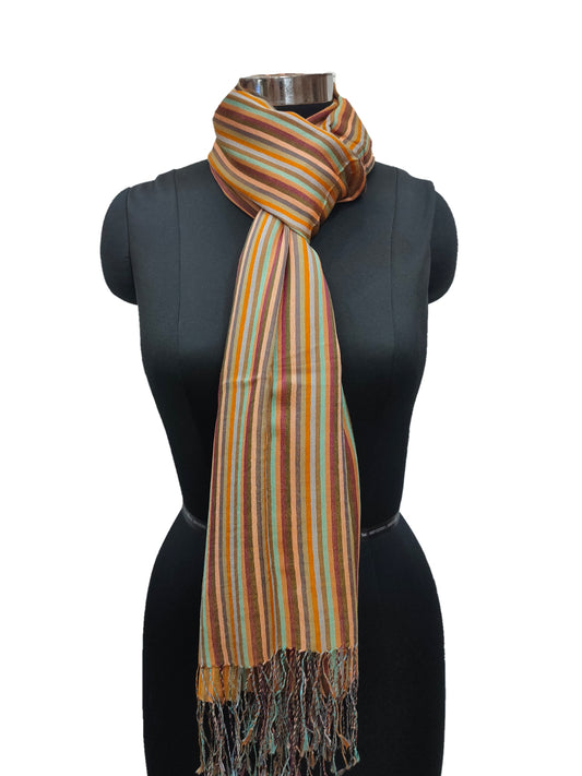 Pure Silk Stripe Jaquard Asstd Stole.