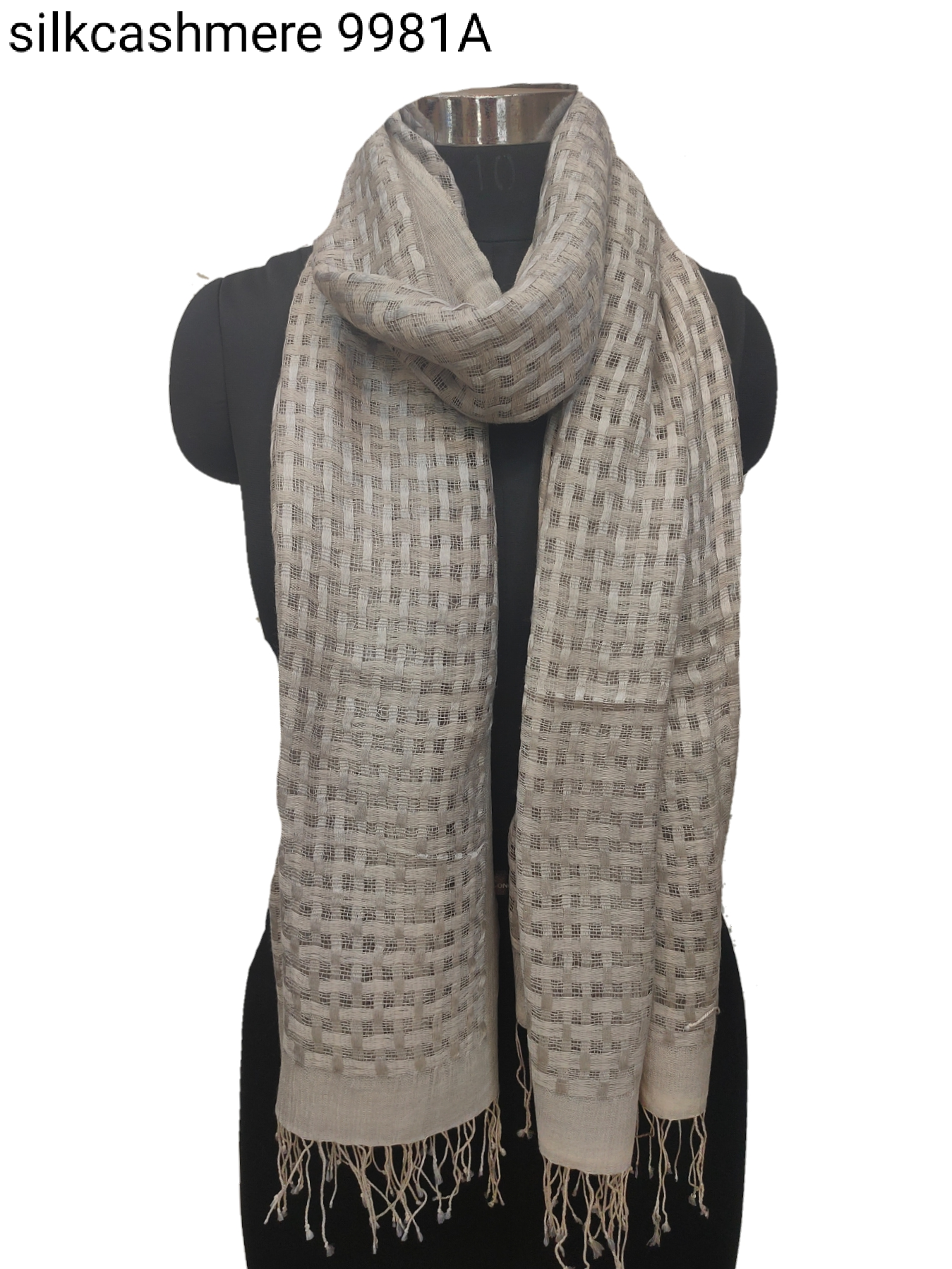 Pure Silk and Cashmere Basket Weave Stole.