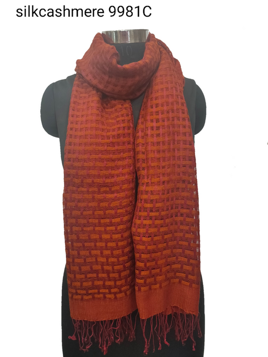 Pure Silk and Cashmere Basket Weave Stole.