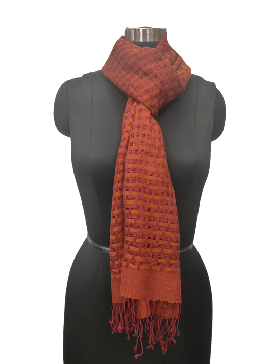 Pure Silk and Cashmere Basket Weave Stole.