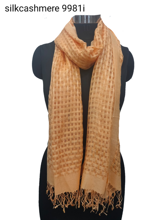 Pure Silk and Cashmere Basket Weave Stole.