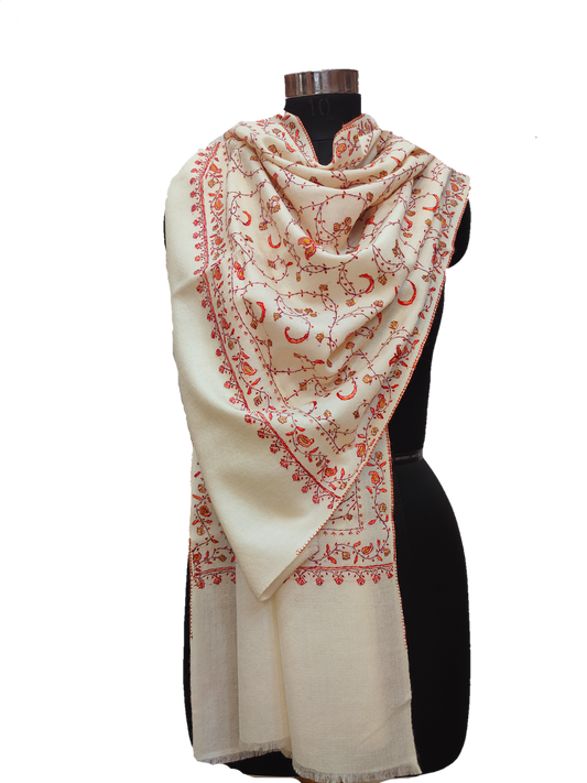 Cashmere Hand Embroidery Jaal Stole.