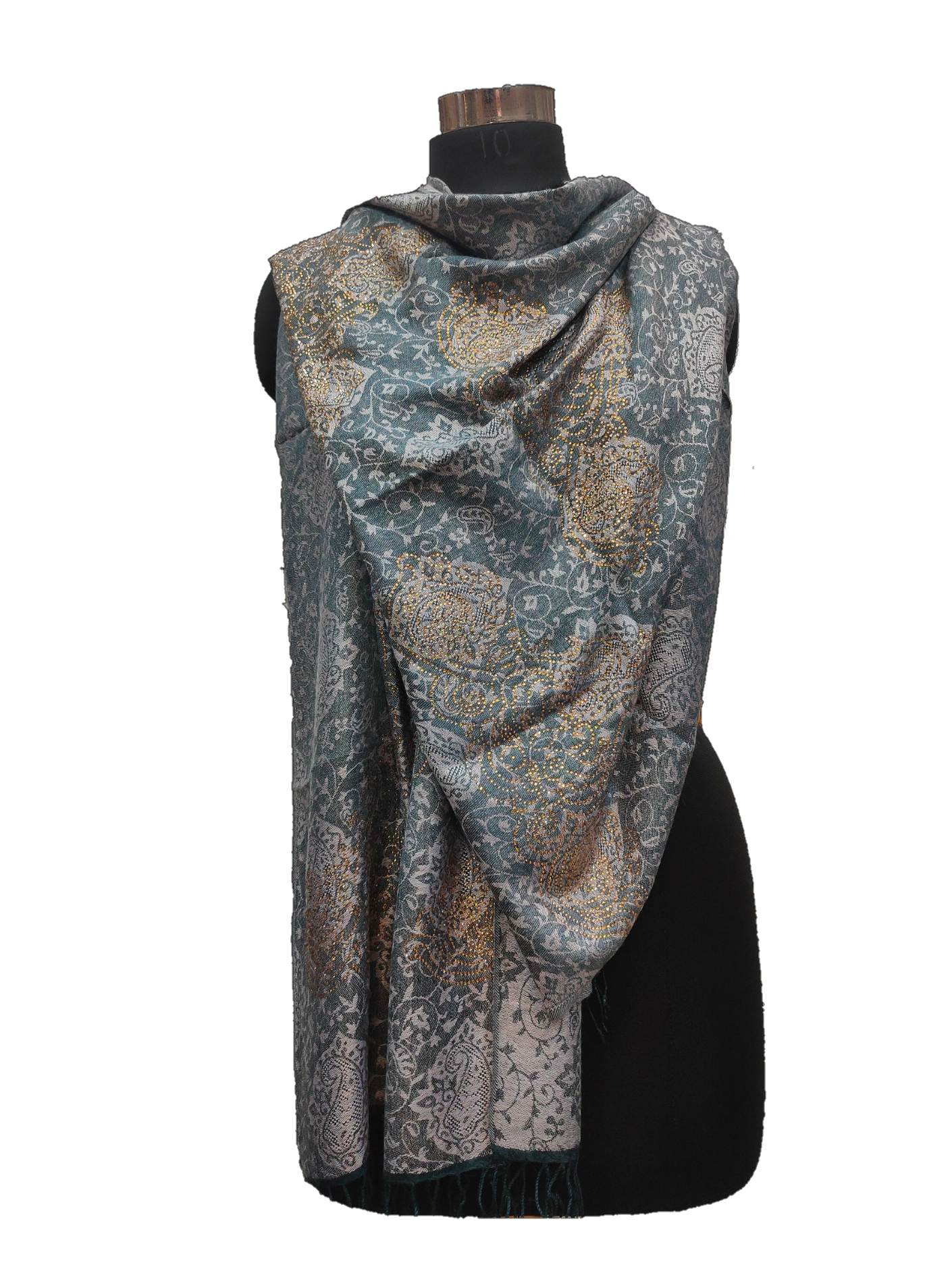 Pure Silk- Bamboo Silk Self Swarovski Stole.