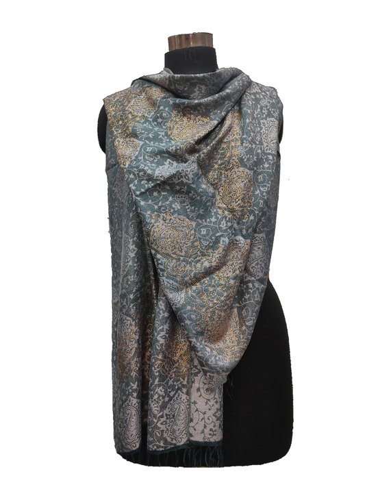 Pure Silk- Bamboo Silk Self Swarovski Stole.